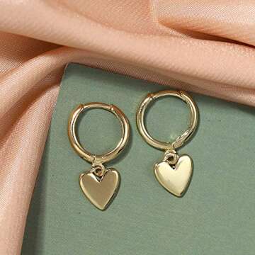 Fashion Delicate 14K Gold Plated Lightweight Huggie Hoops Safety Pins Earrings Set - Gold Hopp for Women Jewelry(Style E)