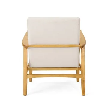 Christopher Knight Home Isaac Mid Century Modern Fabric Arm Chair, Ivory, Walnut 28.5D x 26.3W x 31.75H in