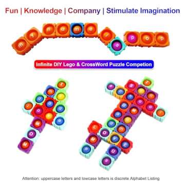 Huge Bubble MultiSensory Uppercase Alphabet POP Fidget Blocks, Classroom Pop Building Blocks。Loud Pop Sounds。Play-to-Learn Reading for Letter Recognition&Phonics &Word-Spell。Gift for Kids age3-8