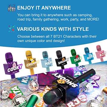 BTS Bluetooth Wireless Mic & Speaker, All Seven BTS Characters in Their Own Cute Colors (KOYA)