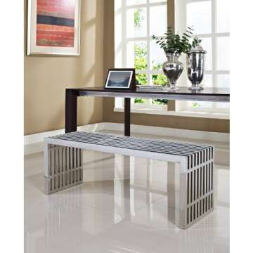 Modway Large Gridiron Stainless Steel Bench