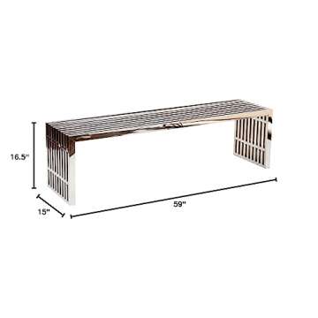 Modway Large Gridiron Stainless Steel Bench