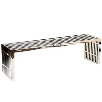 Modway Gridiron Stainless Steel Bench for Modern Spaces