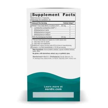 Nordic Naturals Nordic Flora Probiotic Daily - 60 Capsules - 4 Probiotic Strains with 12 Billion Cul...