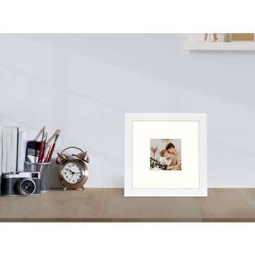 Golden State Art, 8x8 Picture Frame with MDF Wood and High Definition Glass, Display 4x4 with Mat or...