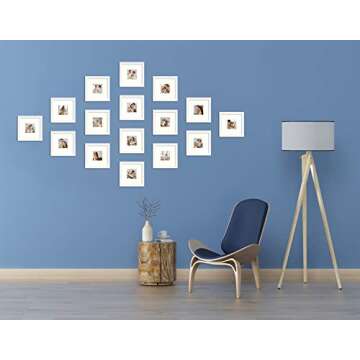 Golden State Art, 8x8 Picture Frame with MDF Wood and High Definition Glass, Display 4x4 with Mat or Without Mat Photo Frame Collage for Tabletop&Wall Mounting Decor (16 Pack, White)