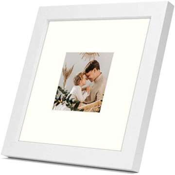 Golden State Art, 8x8 Picture Frame with MDF Wood and High Definition Glass, Display 4x4 with Mat or Without Mat Photo Frame Collage for Tabletop&Wall Mounting Decor (16 Pack, White)