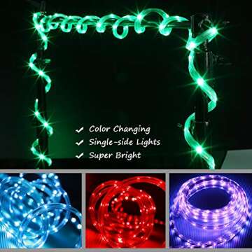 Areful LED Rope Lights, 16.4ft Flat Flexible RGB Strip Light, Color Changing, Waterproof for Indoor ...