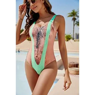 uideazone Women Funny 3D Printed Swimsuit for Beach Fun
