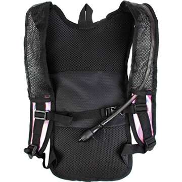 SOJOURNER Hydration Pack Backpack - 2L Water Bladder Included for Festivals, Raves, Hiking, Biking, Climbing, Running and More (Holographic - Pale Pink)