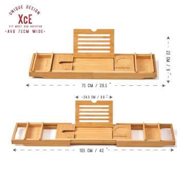 XcE Bathtub Caddy Tray - Expandable Bamboo Luxury