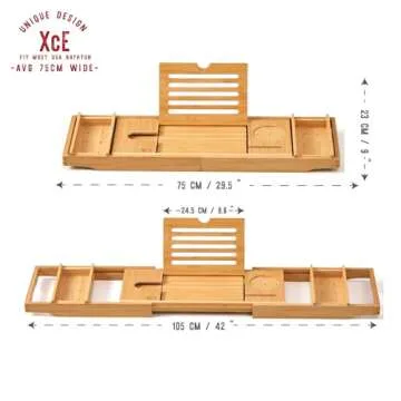 XcE Bathtub Caddy Tray - Expandable Bamboo Luxury