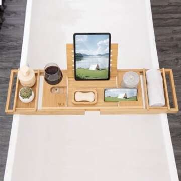 XcE Bathtub Caddy Tray - Expandable Bamboo Luxury