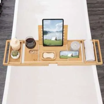 XcE Bathtub Caddy Tray - Expandable Bamboo Luxury