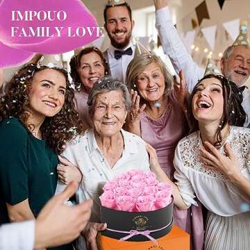 Impouo 16-Piece Forever Flowers Heart Shape Box - Preserved Roses, Birthday Gifts for Women- Valentines, Anniversary, Wedding Gifts- Pink Roses