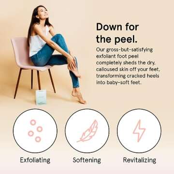 grace & stella Award-Winning Foot Peeling Mask - Foot Peel Masks (4 Pairs, Unscented) - Moisturizing Foot Masks That Remove Dead Skin, Exfoliating Foot Mask for Dry Cracked Feet, Feet Peeling Mask