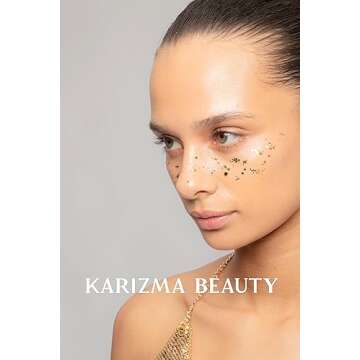 KARIZMA 24K Gold Glitter - 10g Chunky Face, Hair, Eye & Body Glitter for Women. Rave & Festival Accessories, Cosmetic Makeup Set