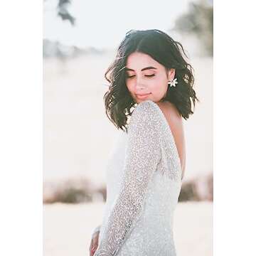 FENBORY Clear Rhinestone Statement Stud Earrings Flower Crystal Stud Drop Earrings Wedding Prom Earrings for Women