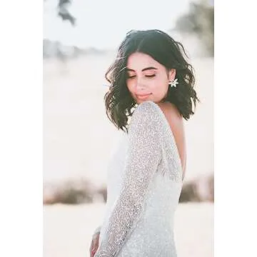 FENBORY Clear Rhinestone Statement Stud Earrings Flower Crystal Stud Drop Earrings Wedding Prom Earrings for Women