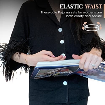 Luxury Feather Pajamas for Women - Detachable Trim & Soft Fabric