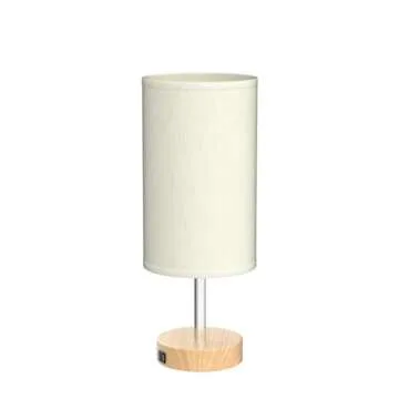 Yarra-Decor Bedside Lamps with USB Port - Touch Control Table Lamp for Bedroom Wood 3 Way Dimmable Nightstand Lamp Set of 2 with Round Flaxen Fabric Shade for Living Room, Dorm, Home Office (2 Pack)