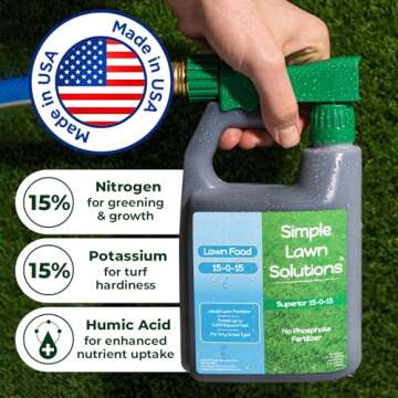 Superior 15-0-15 Liquid Lawn Fertilizer - Lawn Food for Growth & Green - Nitrogen, Potassium, Humic,...