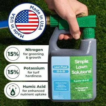 Superior 15-0-15 Liquid Lawn Fertilizer - Lawn Food for Growth & Green - Nitrogen, Potassium, Humic,...