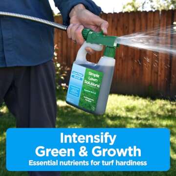 Superior 15-0-15 Liquid Lawn Fertilizer - Lawn Food for Growth & Green - Nitrogen, Potassium, Humic, Fish & Seaweed - Any Grass Type- Simple Lawn Solutions - All Season- Attached Sprayer (32 Ounce)