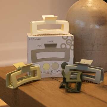 FRAMAR Green Hair Clips For Women Thick Hair - Extra Large Claw Clips for Thick Hair, Big Hair Clips for Thick Hair, Hair Clips For Girls, Sage Green Hair Accessories, Pinzas Para El Cabello - 4 Pack