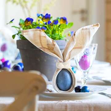 FRAMICS Easter Bunny Napkin Rings Set of 6 White Porcelain Bunny Napkin Rings Rabbit Napkin Ring Holders for Easter Party Banquet Dinner Spring Table Decoration