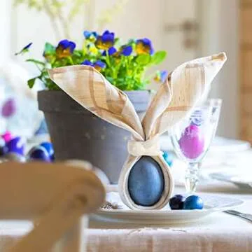 FRAMICS Easter Bunny Napkin Rings Set of 6 White Porcelain Bunny Napkin Rings Rabbit Napkin Ring Holders for Easter Party Banquet Dinner Spring Table Decoration