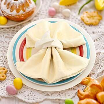 FRAMICS Easter Bunny Napkin Rings Set of 6 White Porcelain Bunny Napkin Rings Rabbit Napkin Ring Holders for Easter Party Banquet Dinner Spring Table Decoration