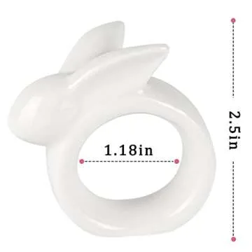 FRAMICS Easter Bunny Napkin Rings Set of 6 White Porcelain Bunny Napkin Rings Rabbit Napkin Ring Holders for Easter Party Banquet Dinner Spring Table Decoration