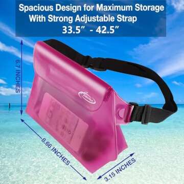 AiRunTech Waterproof Pouch with Waist Strap (2 Pack) | Adjustable Waterproof Dry Fanny Bag for Boating Swimming Kayaking Surfing | Beach Cruise Travel Accessories Essentials Vacation Must haves