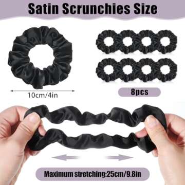 Stylish 8 Pack Satin Silk Scrunchies for Hair Care