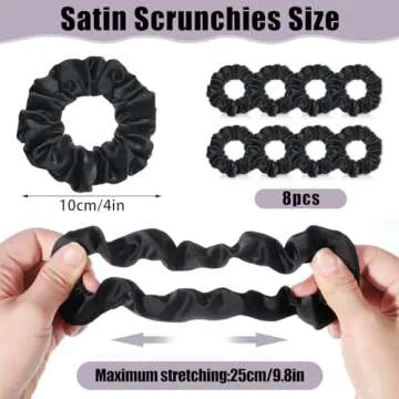 Stylish 8 Pack Satin Silk Scrunchies for Hair Care