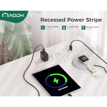 AODK 53 Inch L Shaped Computer Desk with Drawers, Corner Desk with Power Outlets & Reversible Storage Shelves, Movable CPU Stand for Home Office Gaming, White