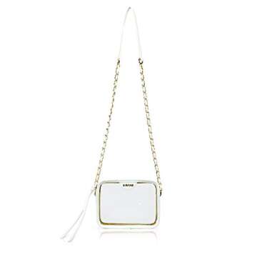 KAVIAR Clear Mini Camera Bag Stadium Approved Crossbody Purse Festival (White)