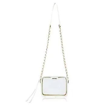 KAVIAR Clear Mini Camera Bag Stadium Approved Crossbody Purse Festival (White)