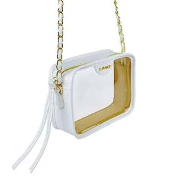 KAVIAR Clear Mini Camera Bag Stadium Approved Crossbody Purse Festival (White)