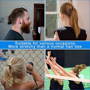 Black Elastic Hair Ties 120 Pcs No Crease Rubber Hair Ties Bands Elastic Ponytail Traceless Holders for Women & Men Thick Hair, Thin hair, Curly hair (Black)