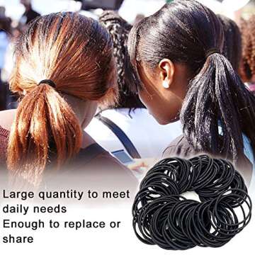 Black Elastic Hair Ties 120 Pcs No Crease Rubber Hair Ties Bands Elastic Ponytail Traceless Holders for Women & Men Thick Hair, Thin hair, Curly hair (Black)