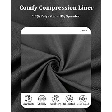 SILKWORLD Mens Swimming Trunks with Compression Liner 2 in 1 Quick-Dry Swim Shorts with Zipper Pockets Black