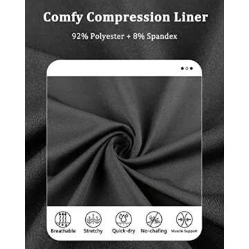 SILKWORLD Mens Swimming Trunks with Compression Liner 2 in 1 Quick-Dry Swim Shorts with Zipper Pockets Black