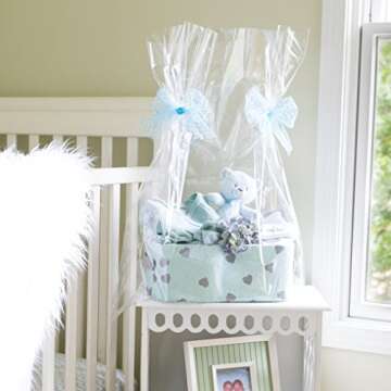 Purple Q Crafts Clear Basket Bags - 24x30 inches, 10 Pack