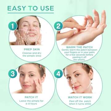 Pimple Patch Acne Treatment (Tea Tree Oil) - 120 Count, Acne-Healing Hydrocolloid Bandages (3 Sizes), Discreet Acne Dots Hydrocolloid Acne Patch, Pimple Patches, Acne Patches for Face & Body Acne