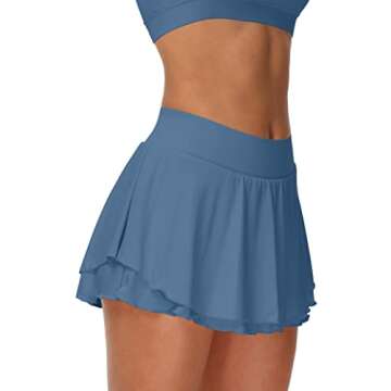 UrKeuf Women's Tennis Skirts with Pockets 13in Flowy Athletic Golf Cute Casual Skirt Skater Sports E...