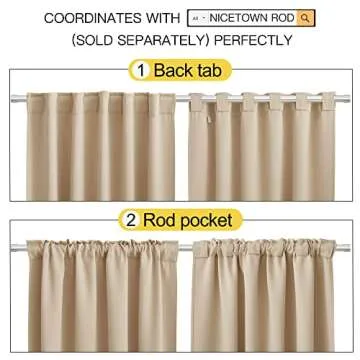 NICETOWN Window Treatment Room Darkening Draperies - (Biscotti Beige Color) 52 Width X 108 Length, Room Darkening Curtains and Drapes for Bedroom