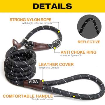 Fida 6 FT Slip Lead for Dogs - Durable & Comfortable Leash