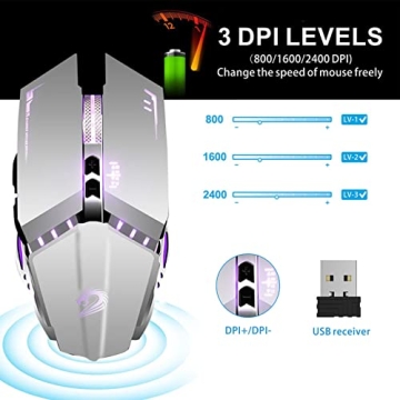 TENMOS T12 Wireless Gaming Mouse Rechargeable with LED